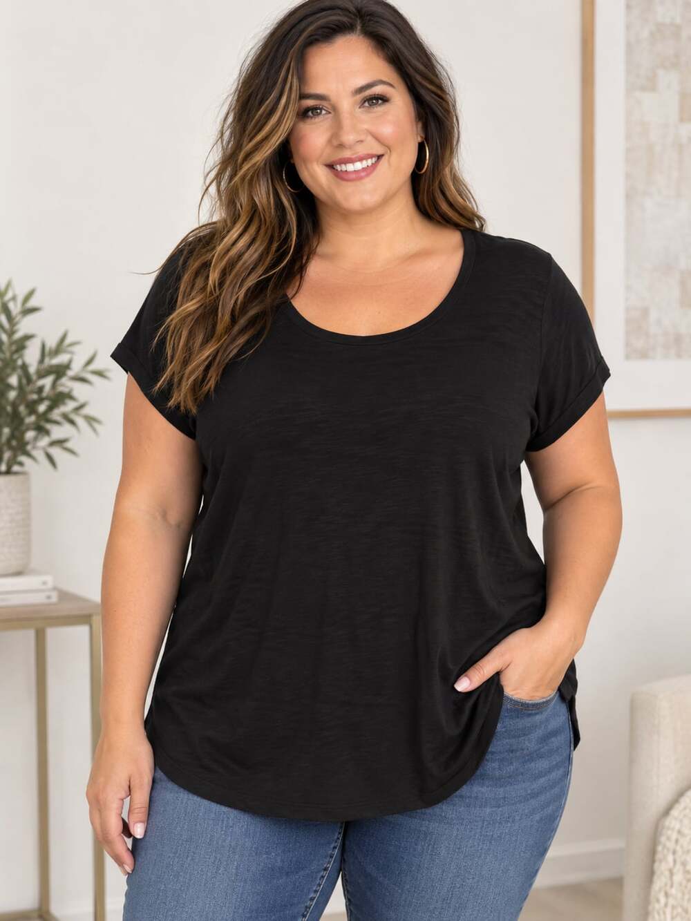 Bunder of 6- Social Standard By Sanctuary Amber Scoop Tee Black XX-Large